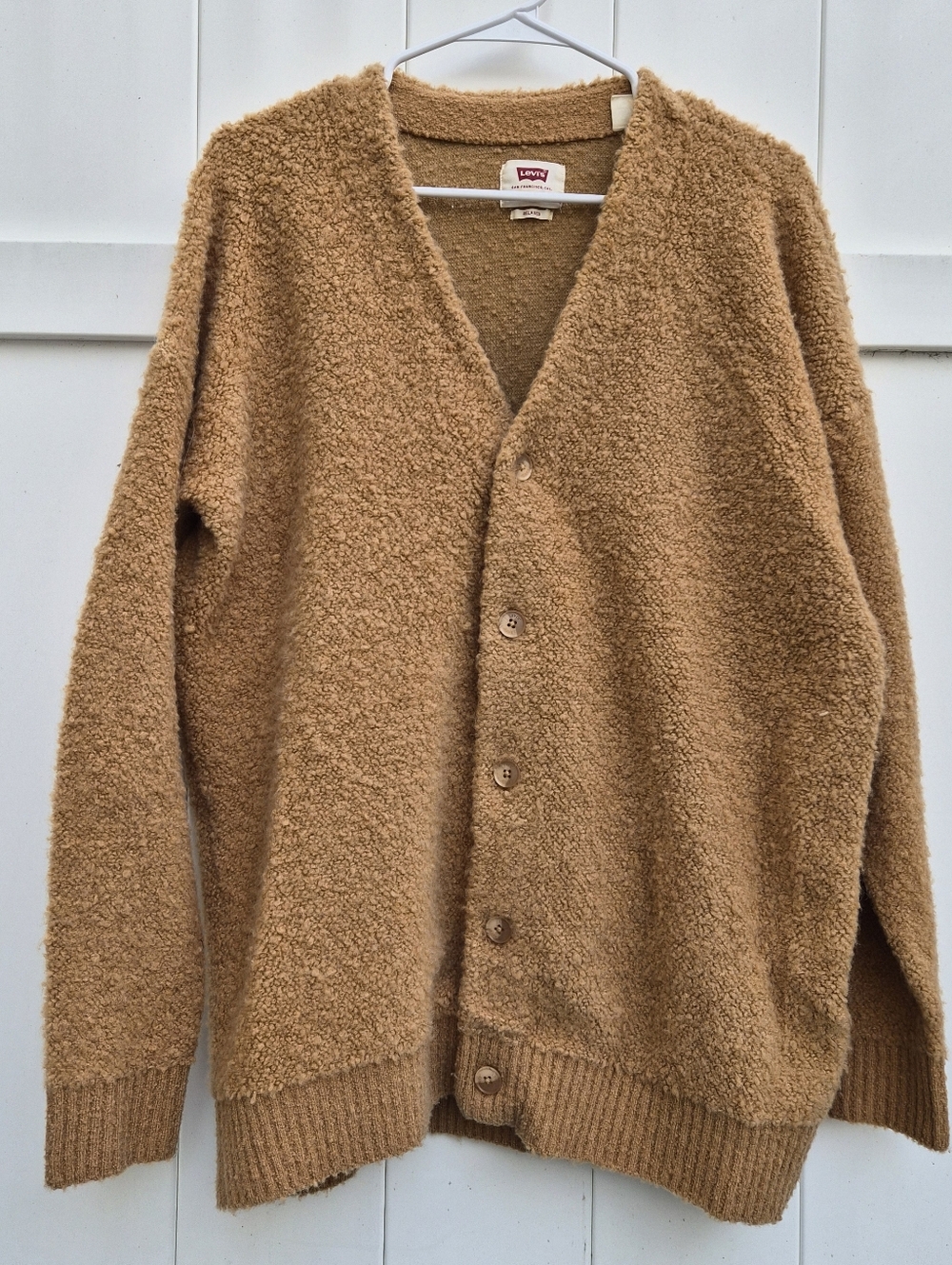 ​Levi's Relaxed Fit Sherpa Teddy Cardigan Sweater Tan Camel Men's Medium